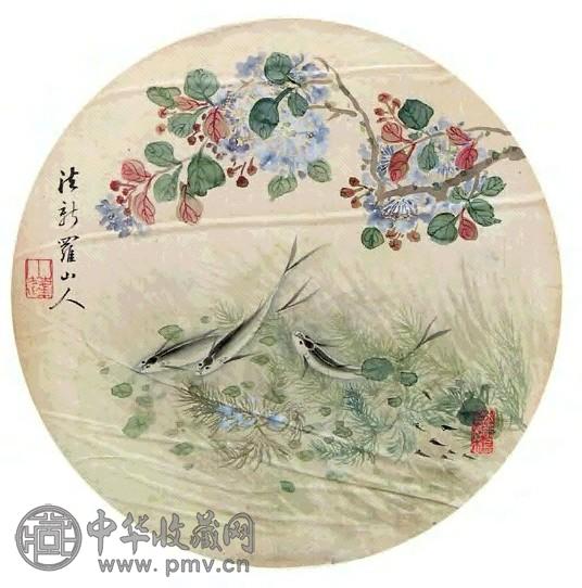 张小蓬 花鸟 扇面 绢本设色