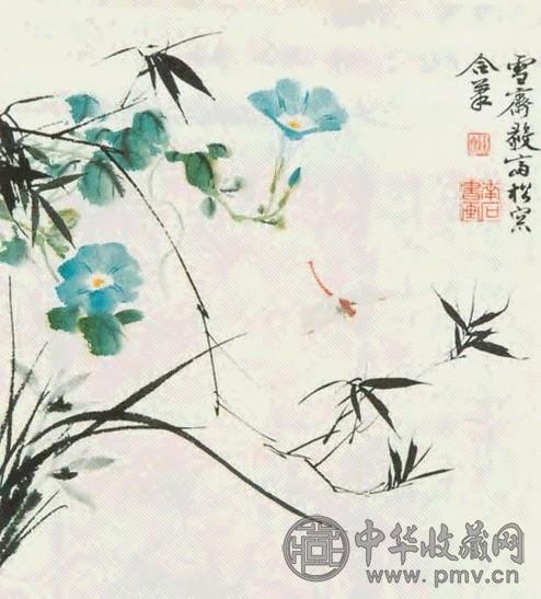 溥伒 兰竹牵牛花蜻蜓 镜心 纸本