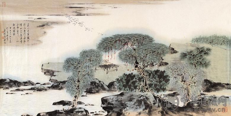 车鹏飞 2004年作 吴山归雁图 镜心 设色纸本