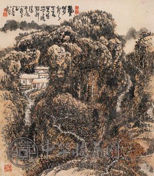 黄秋园 1976年作 晚山无语 镜心 设色纸本