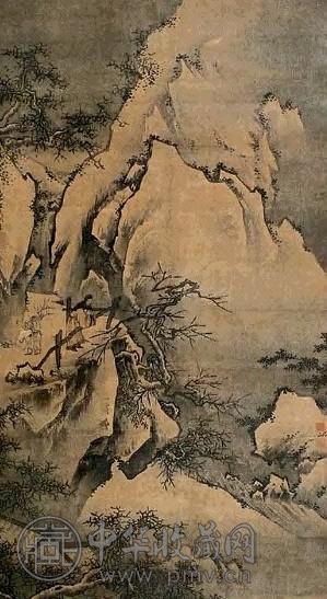 周臣 梅妻鹤子图 立轴 设色绢本
