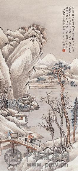 陈达 1935年作 立轴 设色