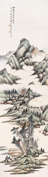 顾麟士 1912年作 山中白云图 镜心 设色纸本