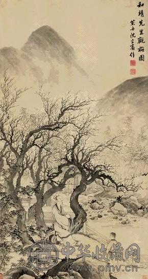 清 沈宗骞 和靖先生观梅图 轴