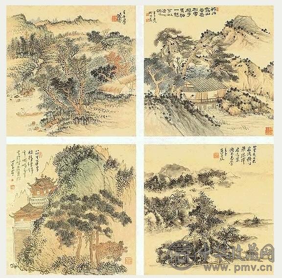 近现代 黄宾虹 山水 镜心(10幅选4)