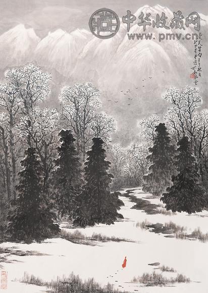 卢星堂 2002年作 雪景 镜心 设色纸本