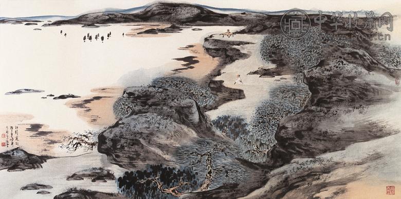 车鹏飞 江行觅句图 镜心 设色纸本