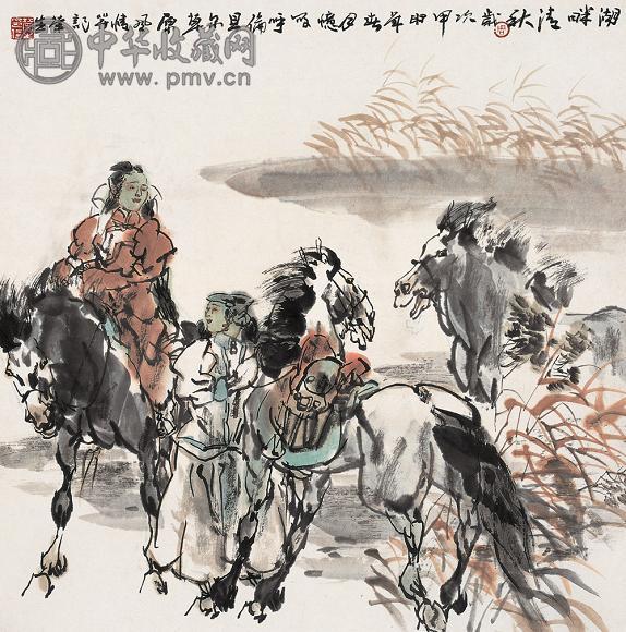 周荣生 2004年作 湖畔清秋 镜心 设色纸本