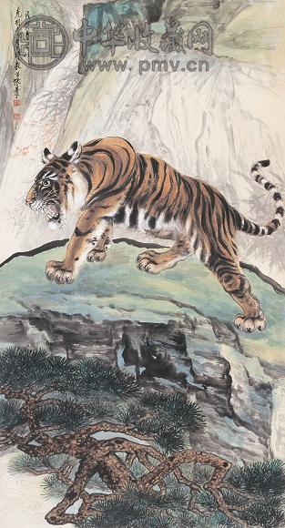 张善孖 1938年作 山君图 立轴 设色纸本