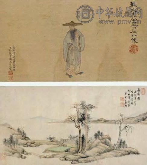 清 顾见龙 苏文忠公像、苏斋图合卷 轴