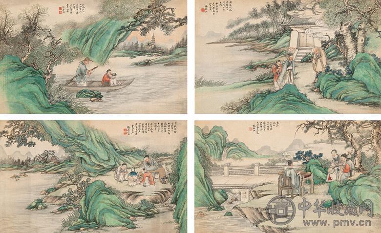 寇振江 山水人物 镜心 纸本设色