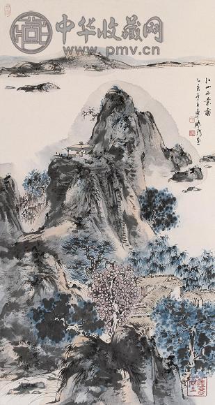 车鹏飞 1995年作 江山小景图 立轴 设色纸本