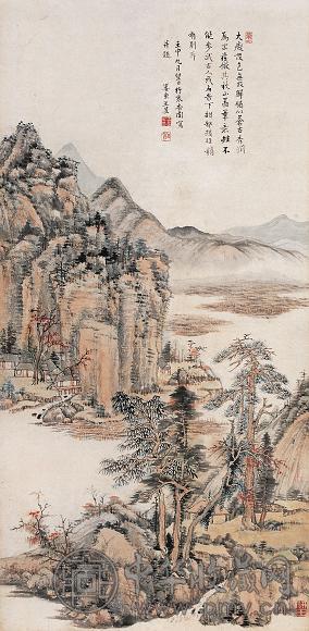 王昱 壬申(1752年)作 秋山图 立轴 设色纸本