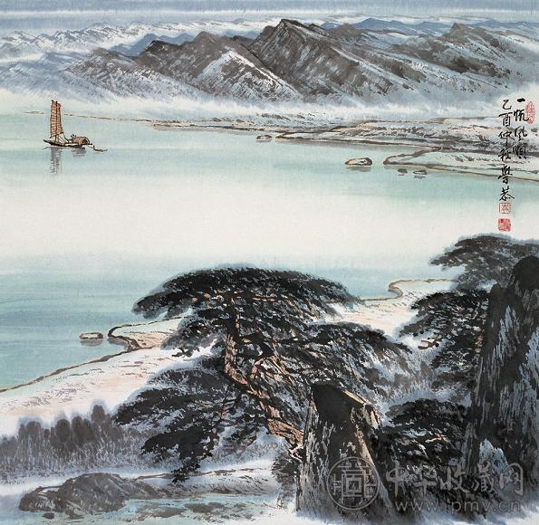 岑学恭 2005年作 一帆风顺 镜心 设色纸本