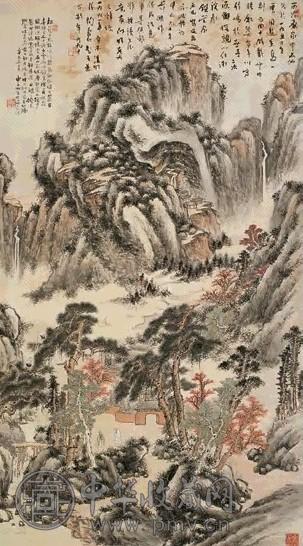 申石伽 1991年作 陶寿伯题白鹤松涛图 镜心 设色纸本