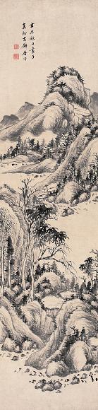 屠倬 辛未(1811年)作 山水 立轴 水墨纸本