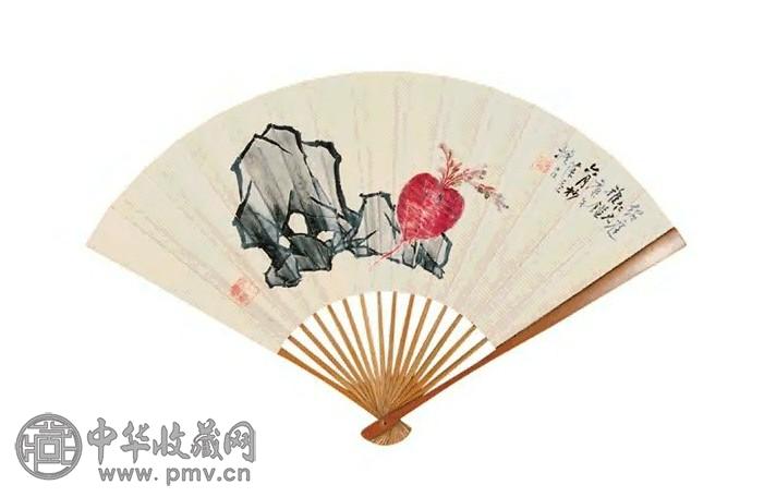 葆益 李准 清供 书法 成扇 纸本