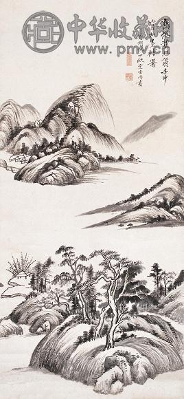 吴湖帆 1932年作 仿董秋林平远图 立轴 水墨纸本