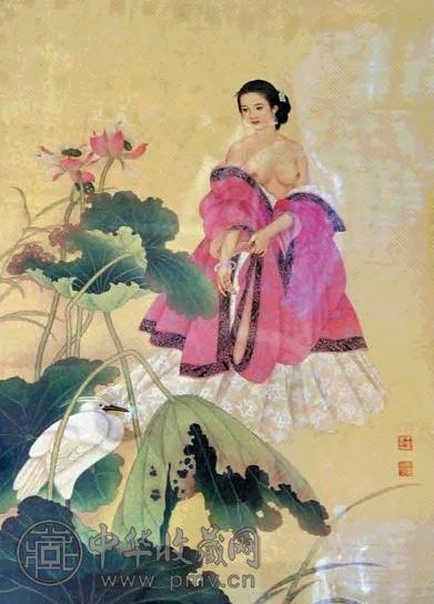 王美芳 仕女 镜心 设色绢本