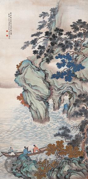 彭旸 庚申(1920年)作 东坡游石钟山 镜心 设色纸本