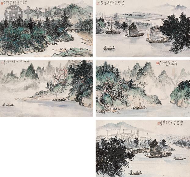 黎雄才 1960—1961年作 南国风景(5帧) 镜心 设色纸本