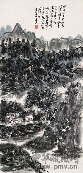 黄宾虹 辛卯(1951年)作 蜀山纪游 立轴 设色纸本