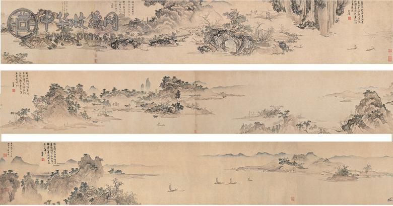 黄向坚 万里晴川图 立轴 纸本设色