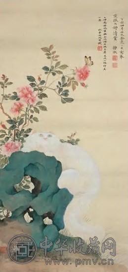 吴湖帆 潘静淑 1937年作 耄耋图 片 设色纸本