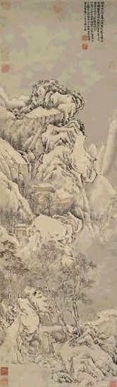 陆治 雪山图 立轴 设色纸本