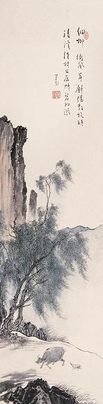 溥儒 放牧图 立轴 设色纸本