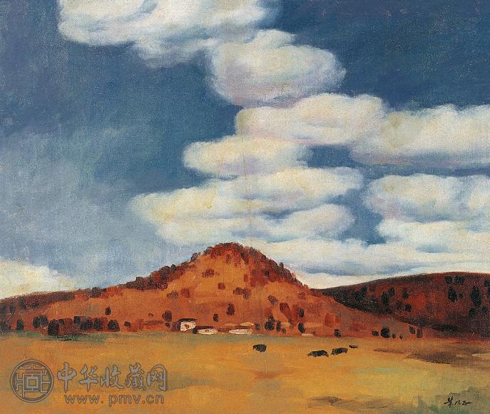 朱乃正 青海高原 油彩 画布 框