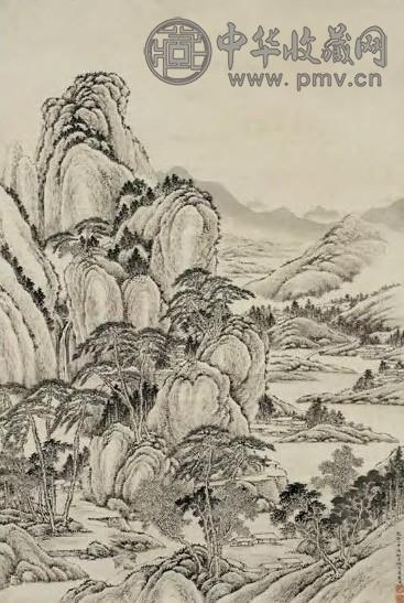 明 唐岱 松风泉瀑 镜心