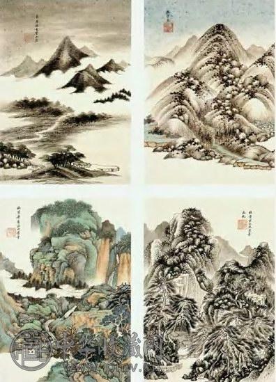 清 项文彦 山水 册页(8开选4)