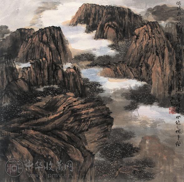 萧海春 峰出云涌图 镜心 设色纸本