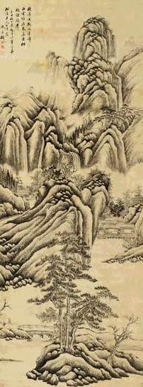 顾昉 山水 立轴 绢本