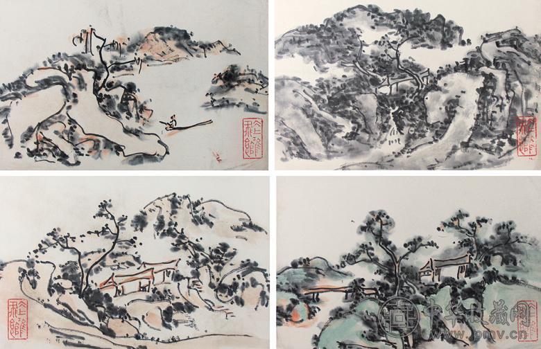 黄宾虹 山水册页 册页(12开) 设色纸本 收藏资讯|艺术家|书画家|书画名人|书法家-中华收藏网