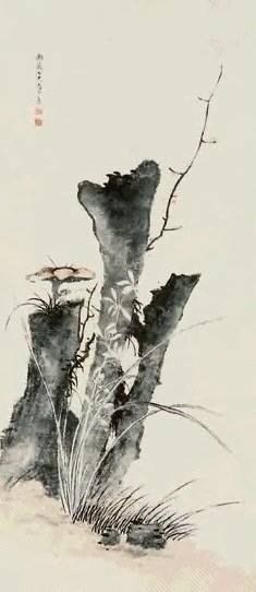马守真 兰石 立轴 纸本