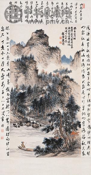 萧愻 癸亥(1923年)作 看花退谷 镜心 设色纸本