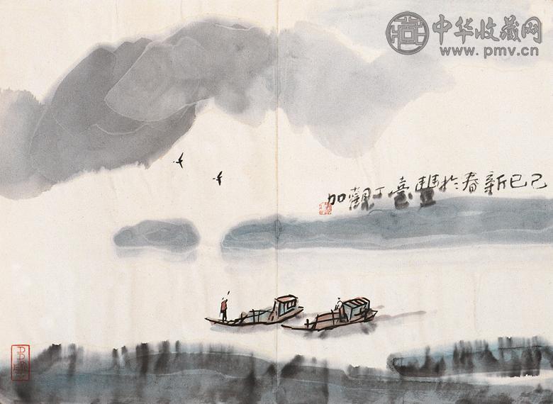 丁观加 1989年作 山水 设色纸本