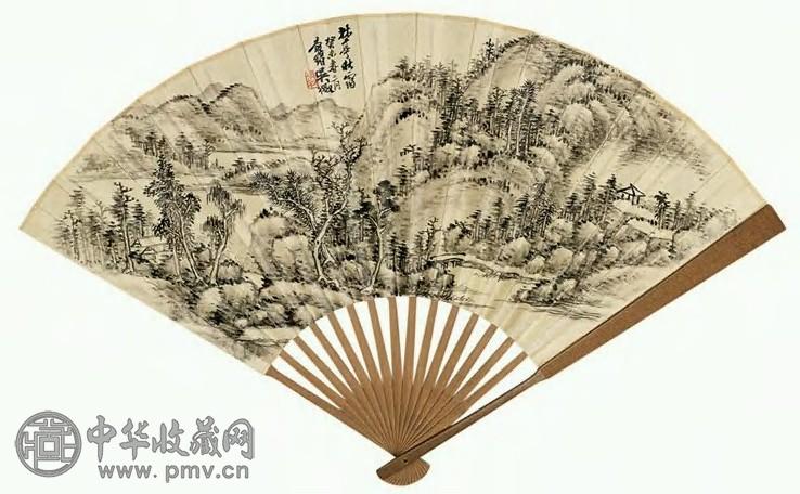 吴徵 山水·书法 成扇