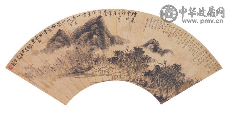 李流芳 山水扇面 镜心 水墨纸本