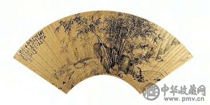 包栋 竹林高士 扇面