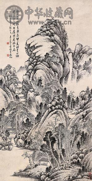 吴待秋 辛巳(1941年)作 树色山光 立轴 设色纸本