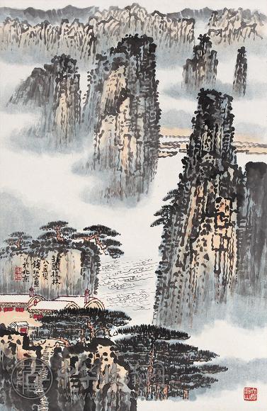 钱松嵒 1984年作 北固桂林图 立轴 水墨纸本
