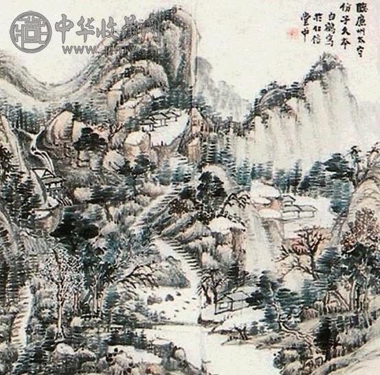 沈樾 山水 三屏 纸本
