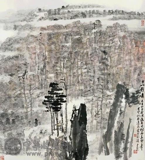 童中焘 舒啸千峰 立轴 设色纸本