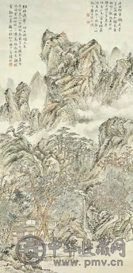 陆恢 近代 秋林晚翠 轴