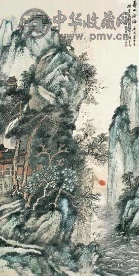 王琨 1950年作 寿山福海 立轴 设色纸本