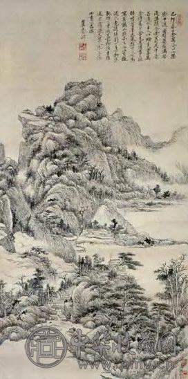 清 王原祁 仿王蒙山水 轴