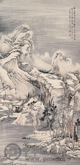 樊熙 庚午(1930年)作 雪景山水 立轴 设色纸本